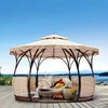 Double tops rattan gazebo with iron frame and PVC plate