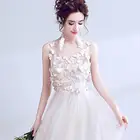 Fashion Design wedding dress Butterfly Applique Round Neck Sleeveless Embroidery Transparent Long bridesmaid dresses
