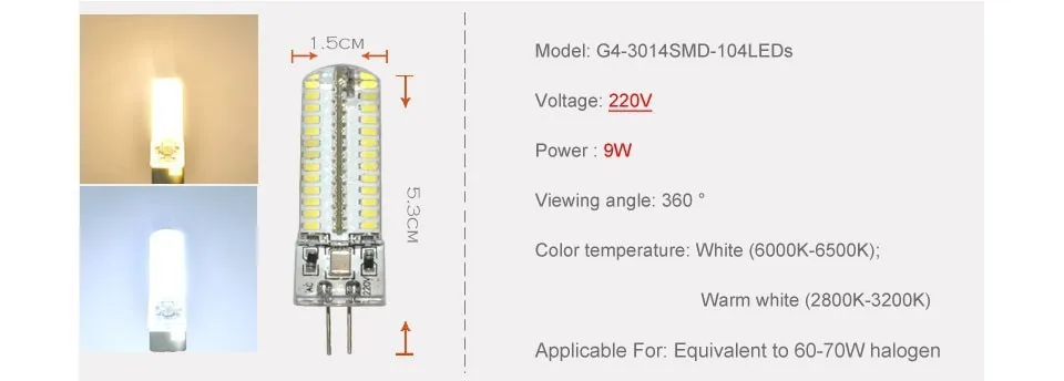 3W 4W 5W 6W 7W 8W 9W Silicone Body E14 G4 G9 LED Lamp DC12V AC220V AC110V Crystal Chandelier SMD3014 Led Light Replace Halogen