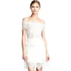 2019 New design elegant casual white lace dresses ruffle midi dress off the shoulder dress