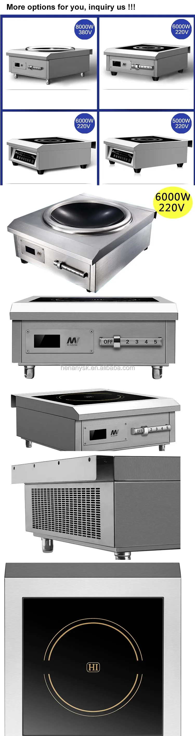 High-Power 8KW Stainless Steel Concave Electro Magnetic Stove Induction Cooker