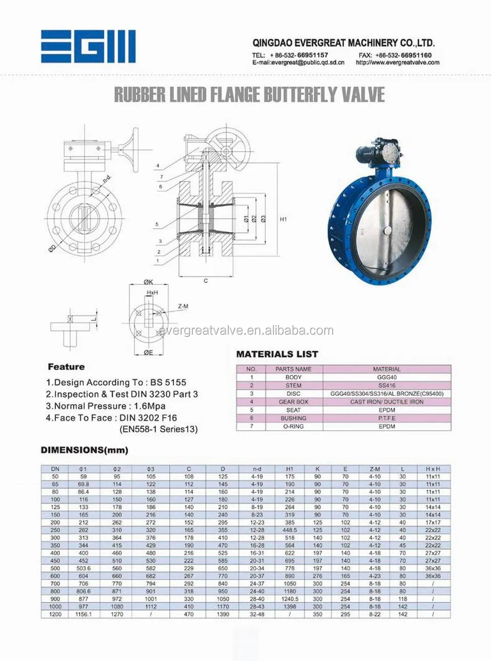 Rubber Lined Flanged Butterfly Valve, PN16, View BUTTERFLY VALVE