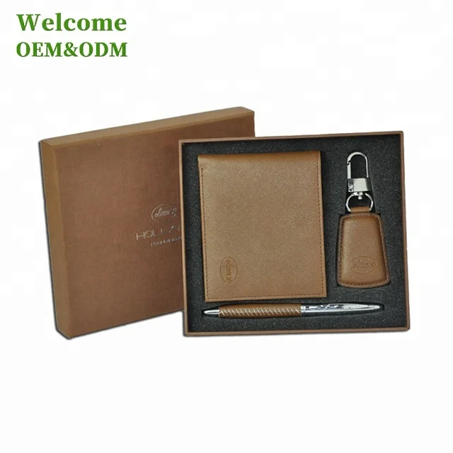 souvenir man wallet gift sets for business man with pen and key