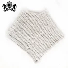 Fashion Cloak Knitted Fur Cape Winter Warm Poncho Rabbit Fur Shawl