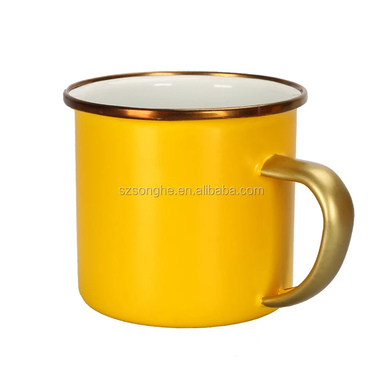 carbon steel metal enamel coffee mug tin cup sublimation coated