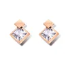 Luxurious classy zirconia jewelry women rose gold diamond LOVE rectangle drop earring