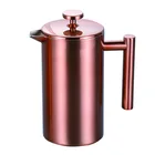 copper color 34oz vacuum insulated double wall stainless steel french press coffee maker 18 10