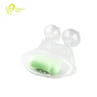 Fashionable Plastic Suction Cup Tray Clear Hanging Soap Drainer Holder Soap Box for Shower