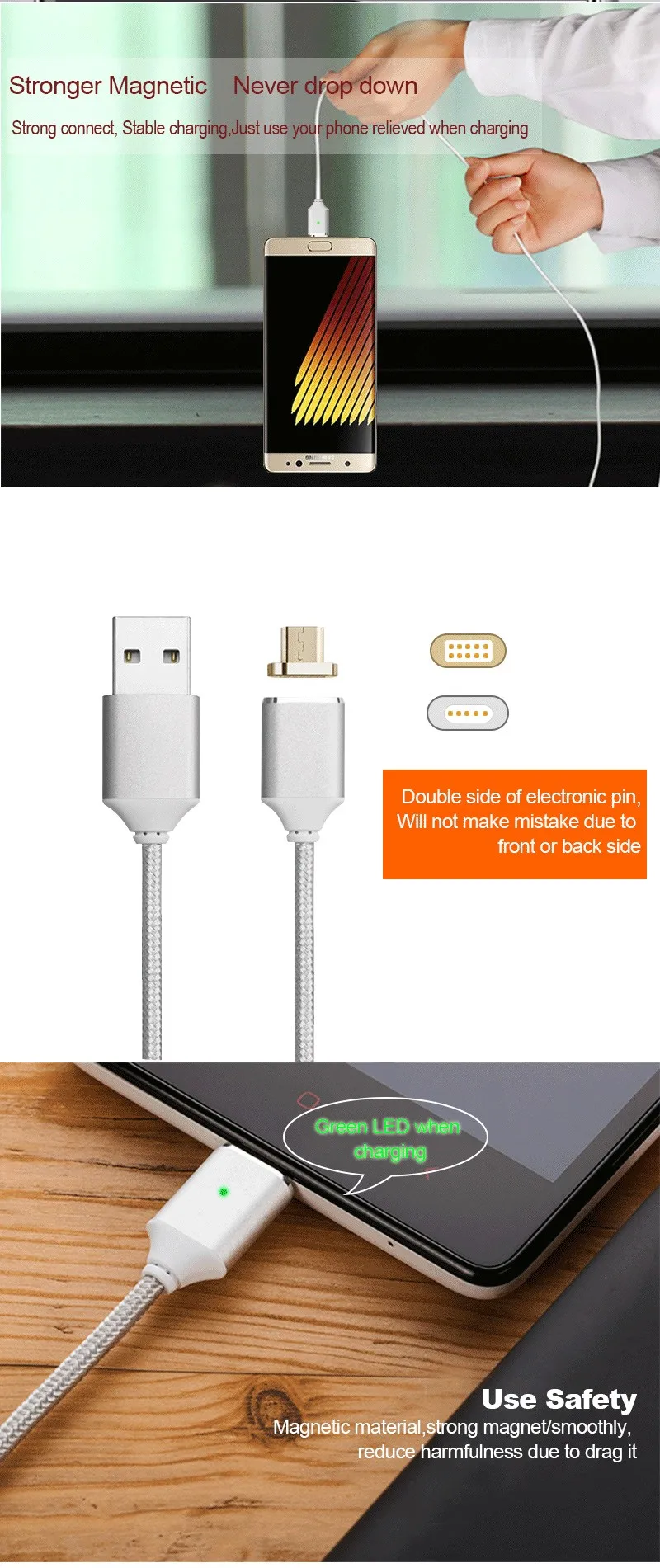 Custom Logo Micro USB Cable Magnetic Adapter Charger For Android - ANKUX.COM