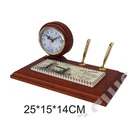 High-end business office school tools table calendar Pen Holder for gift with clock