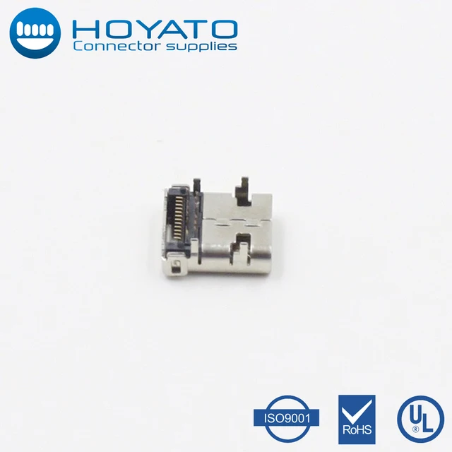 solder connector 24 pin female smt r/a usb phone connector types