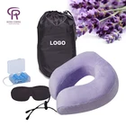 Lavender Foldable Custom Logo OEM Eco friendly New Adjustable Comfortable Velvet Cover U Shape Memory Foam Travel Pillow