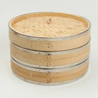 High quality Natural Bamboo food Steamer for Chinese Dim Sum bun Dumpling