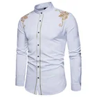 custom new wholesale casual embroidered mens long sleeve dress shirts