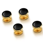 4 Cuff Hot Sale 4 PCS Set Men's Fashion Tuxedo Cufflinks Formal Costume Shirt Gold Studs Cuff Links