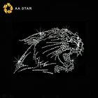 Bling panther rhinestone iron on transfer for T-shirts