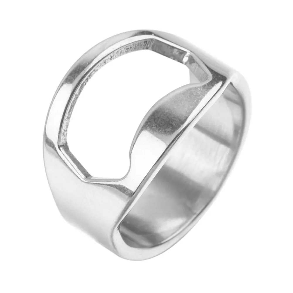 2PCs Stainless Steel Finger Ring Ring-Shape Beer Bottle Opener for Beer Bar Tool