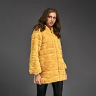 OEM service Custom Hooded artificial cropped long faux fur jacket woman