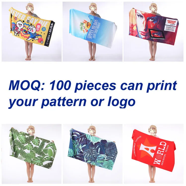 OEM ODM Custom Logo Non-stick Printing Fast Dry Sand Free Microfiber Beach Towel