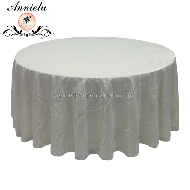 AL18-TC007 Wholesale white velvet wedding table cloth jacquard pattern