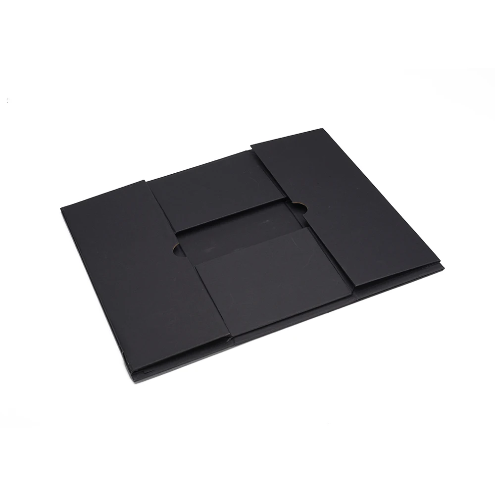 custom book style magnet paper clamshell box with die cut a
