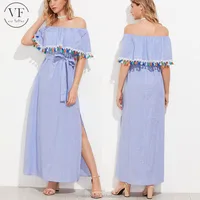 2017 New Fashoin Blue Off Shoulder