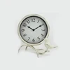 Antique old style shabby chi white metal table clock