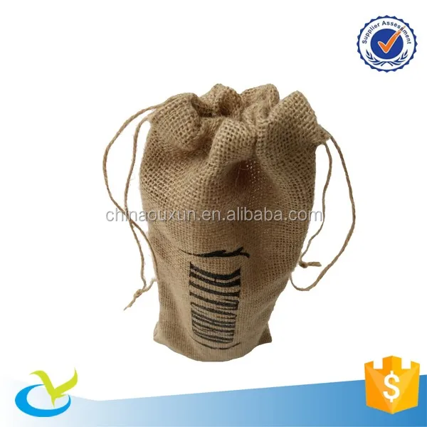 customized hemp gift hessian jute wine drawstring