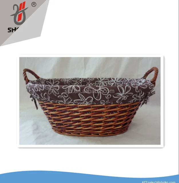 willow wicker basket double handles oval storage basket with