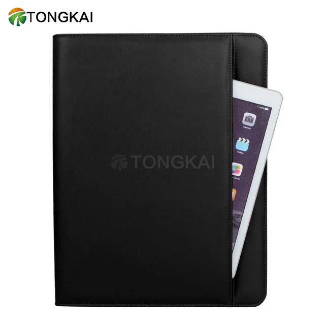 A4 Zipped Conference Folder Folio Case Business Faux Leather Document Bag Portfolio