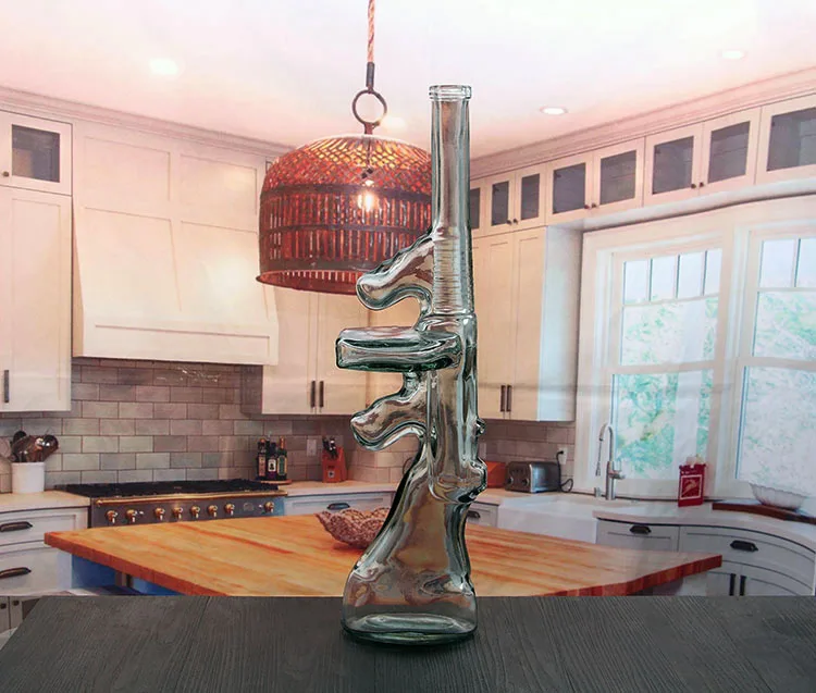 machine gun glass wine bottle