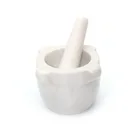 Customized Dia 15Cm Unique Design White Marble Mortar Pestle