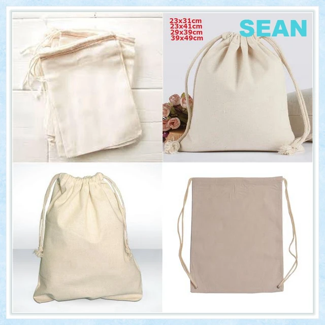 fashionable canvas calico felt drawstring gift hessian bag