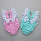 cute young girl bikini kids swimwear one piece bow tie back bikini