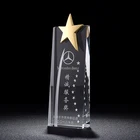 Fashionable gold star style crystal blank trophy plaques