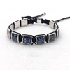 Mens Leather Bracelet Abalone Shell Adjustable Bracelets For Women Jewelry 10x10mm Laser Engraved Logo Beads
