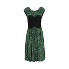 Flower Print Casual Elegant Party Green Dress Summer Women Vintage Dress
