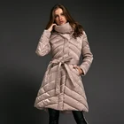 Dress style coat Bow belt round collar high quality down women padded winter jacket