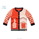baby sweater/ girl's rabbit jacquard cardigan sweater with two pockets