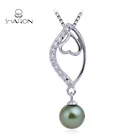 Sterling Silver Custom Logo Natural Jewelry Zircon Curved Inlay Love Pearl Pendant Necklace