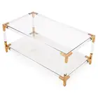New Design Mirrored Corner Table Brass Classic Coffee Table Glass Coffee Table