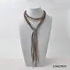 Bohemian women's fahion multi strand suede leather knot necklace long way glass crystal beaded necklace