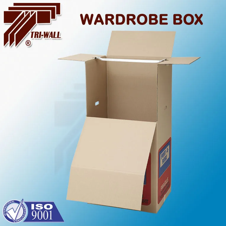 Large Cardboard Wardrobe Carton Moving Box With Alloy Hanging Bar