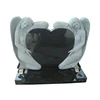 China Black Angel Granite Monument And Headstone, Hotselling Flower Carved Gravestone Tile+