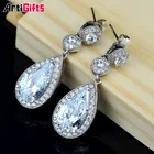New Arrival Trendy Style White Gold Plated Water Drop shape Cubic Zirconia Diamond Earrings For Party