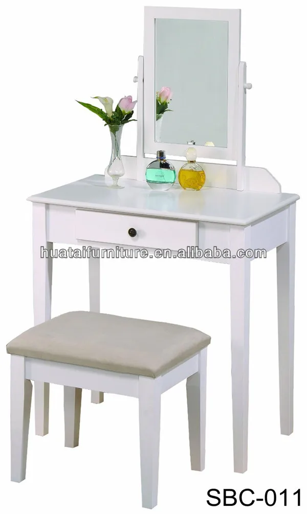 Juego De Taburete Y Espejo De Tocador De Madera De Founder Blanco - Buy