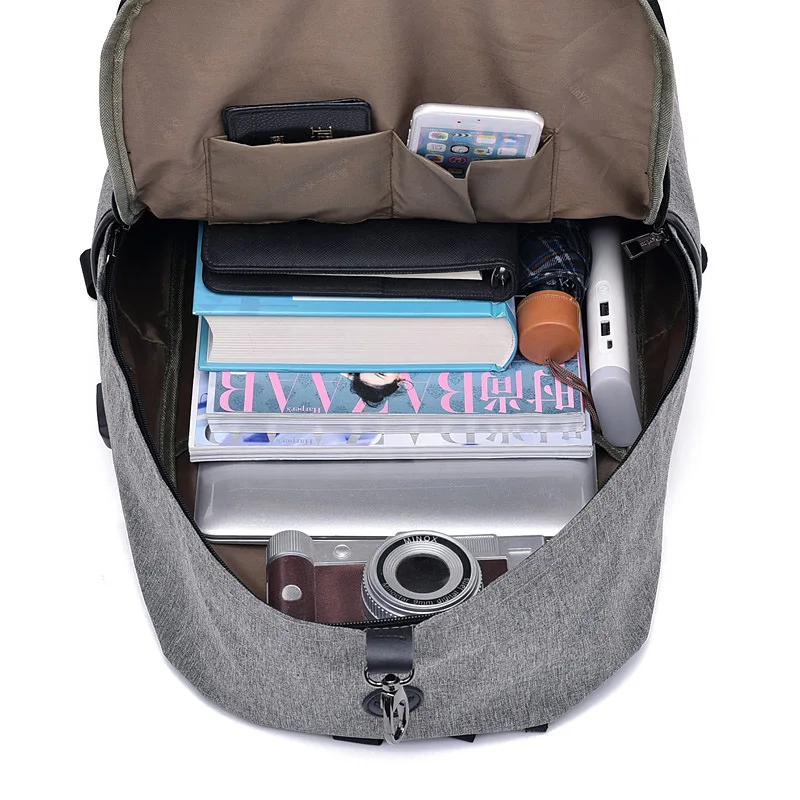 Anti Theft Men Backpack Canvas Large USB Recharging Women Laptop Bag Boy Girl School Bag Teenager Travel Backpack Mochila BP0209 (6)