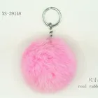 charming real rabbit fur keychain fur ball POM POMS