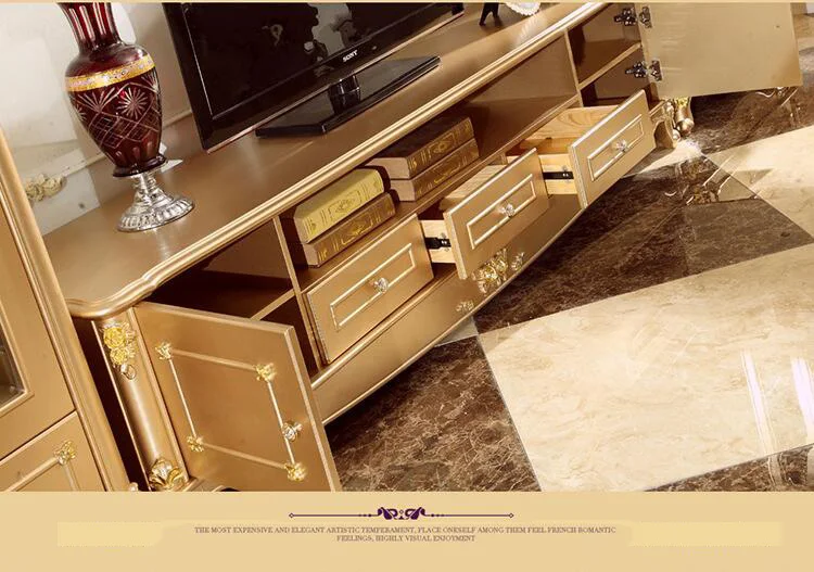 Antique High Living Room Wooden furniture lcd TV Stand p10065