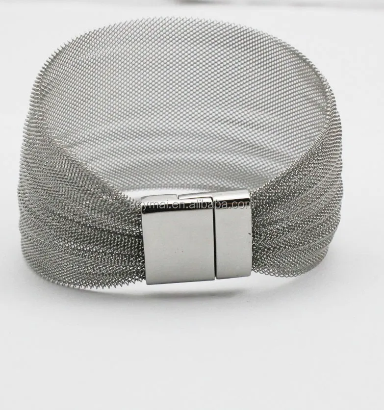 Newest Fashion Mesh Cuff Bracelet,316L Stainless Steel Lady Mesh Bracelet,Custom Mesh Bracelet Factory
